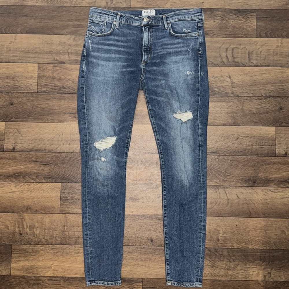 Agolde Size 31 Distressed Blue Skinny Jeans Premium Denim Aritzia Coastal Casual
